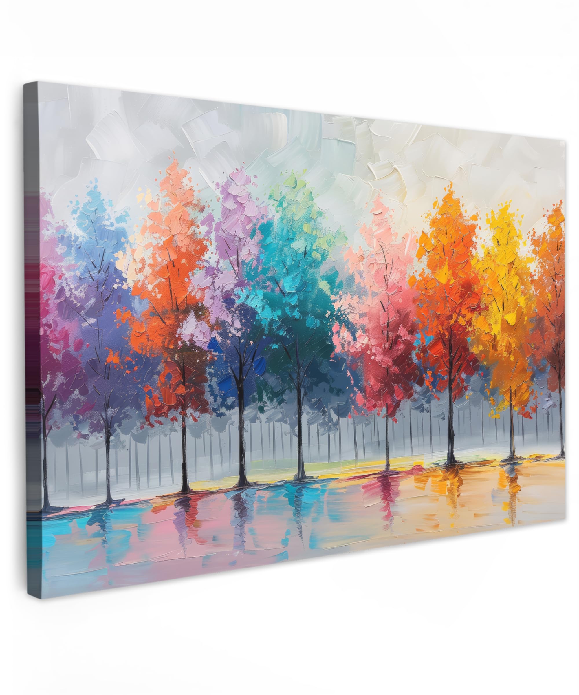 MuchoWow© Canvas Wall Art Work 47"x31" / 120x80 cm House Decoration for Living Room Home Decor Pictures Walls Trees - Watercolour - Pastel - Art — image 1