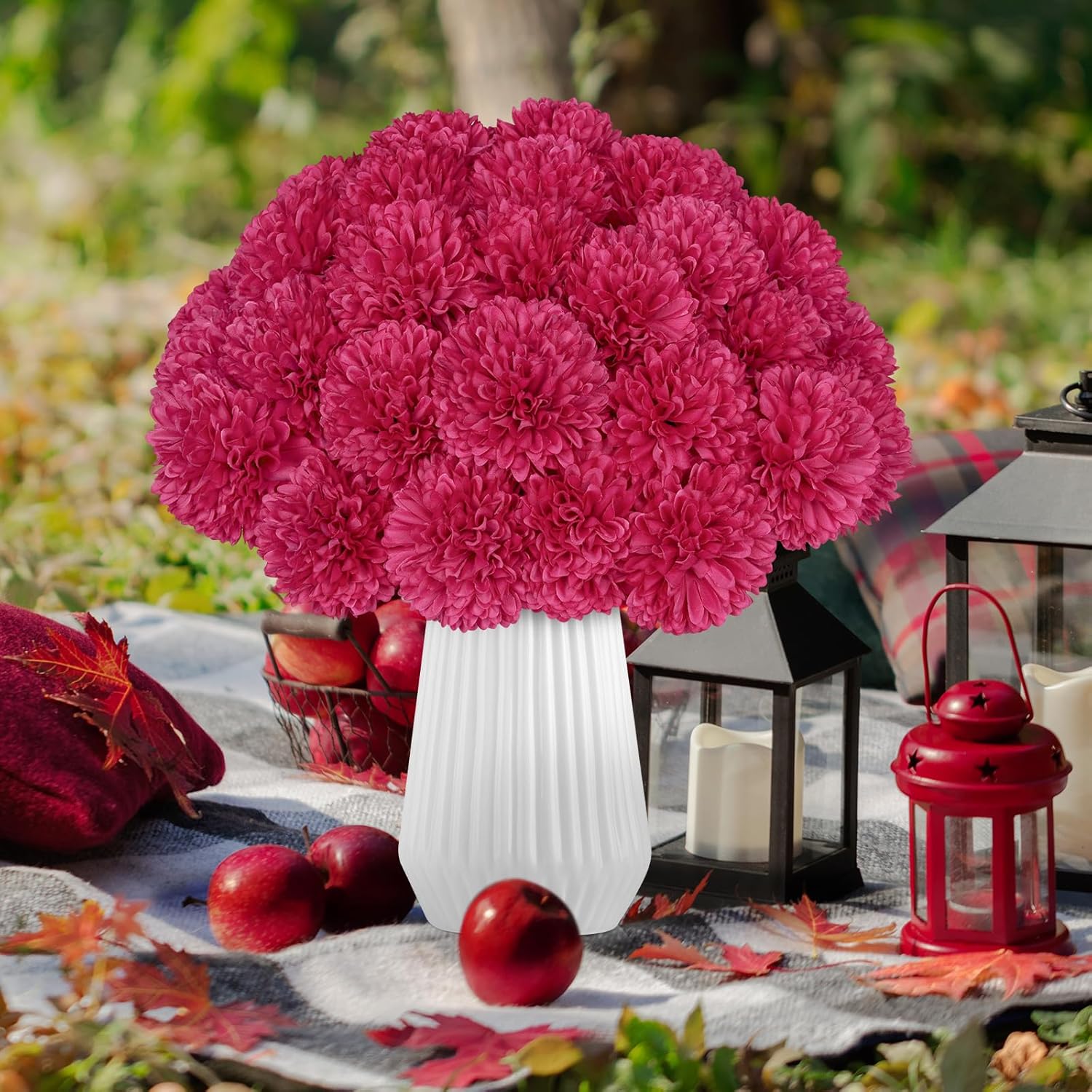36 Pcs Artificial Chrysanthemums Flowers Hot Pink Flowers Fake Mums Silk Flowers for Christmas Wedding Floral Table Centerpiece Home Decor - Image 4