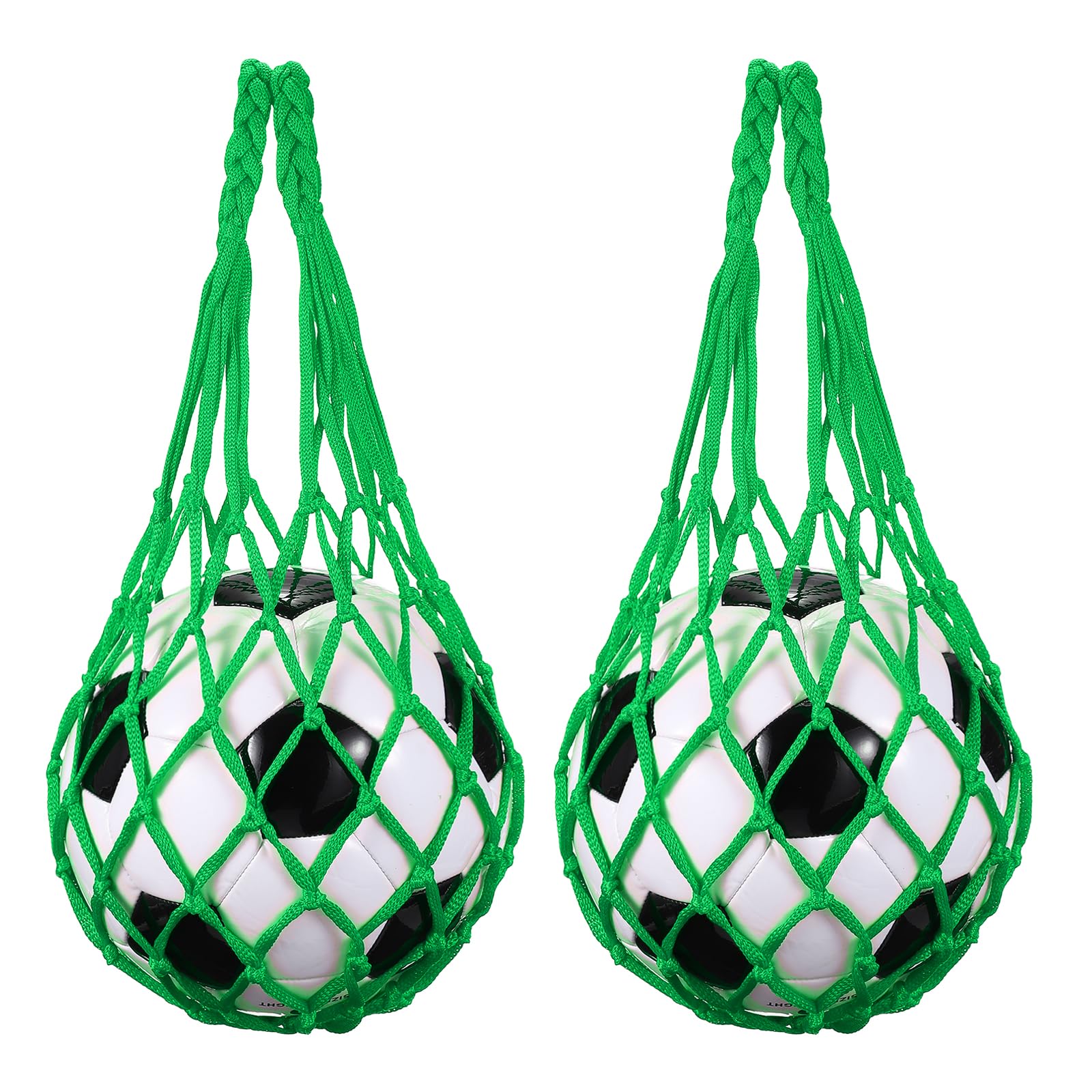 sourcing map 2 Pcs Basketball Net Bags, Nylon Soccer Ball Holder Portable Multifunctional Single Ball Mesh Net Bag for Storage Basketball Soccer Rugby Balls, Green
