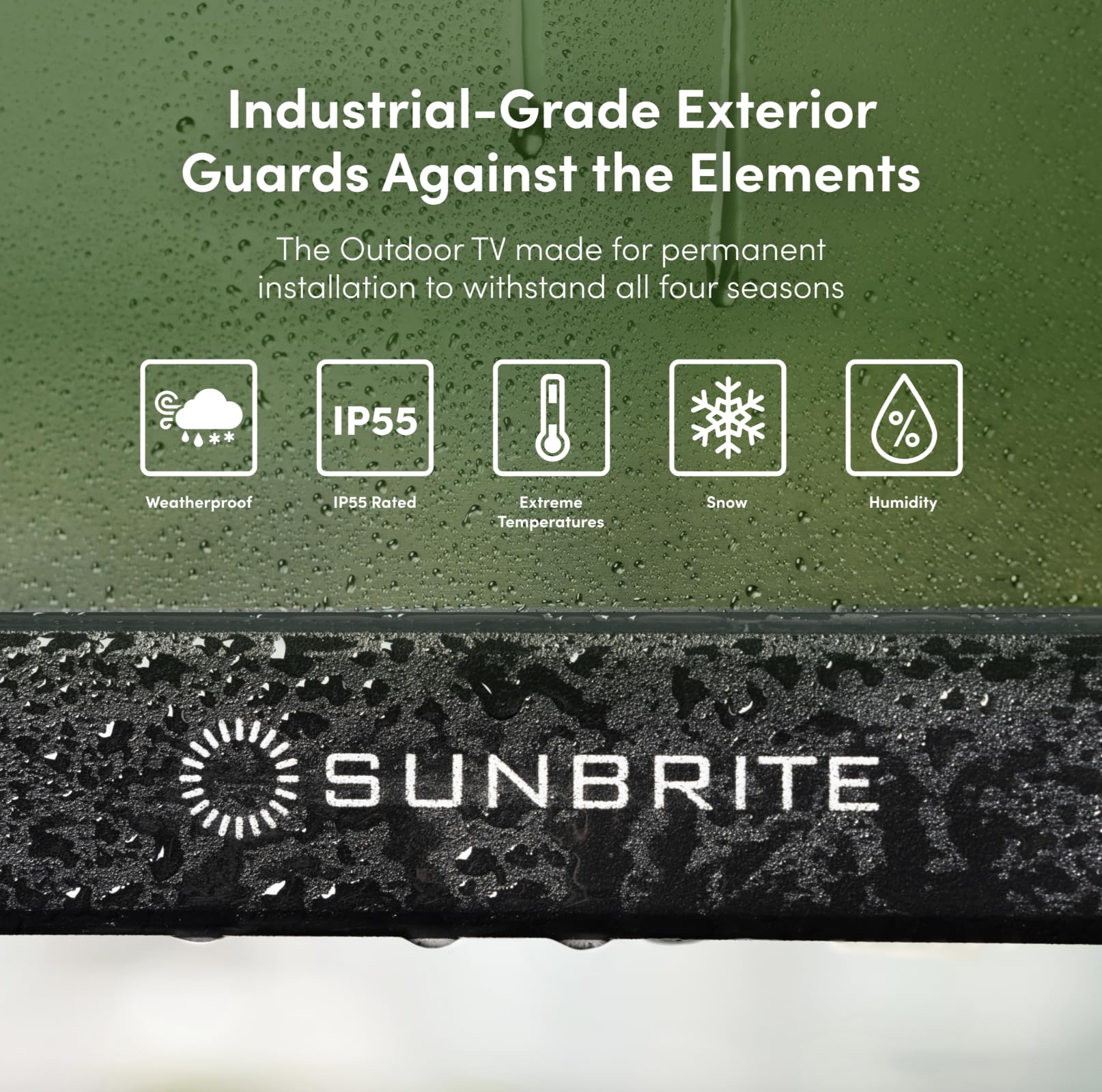 SunBrite 49" Solis Smart Outdoor Television, Full-Sun 4K TV, 1500-Nit Brightness, Anti-Glare Screen, IP55 Weatherproof, Wi-Fi Bluetooth, Integrated Speakers SB-FS-49-BL