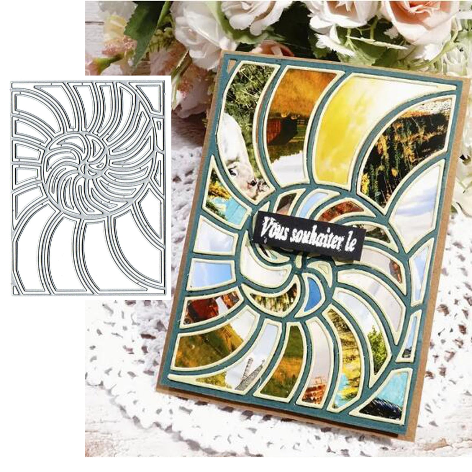 Sun Frame Square Lace Metal Die Cuts,Square Frame Rotate Cutting Dies Cut Stencils DIY Scrapbooking Decorative Embossing Paper Scrapbooking Card Making