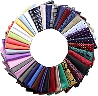 Jeatonge 40-Pack Men's Pocket Squares Hankies - Assorted Solids, Polka Dots, Paisley, Stripes, Checks with Holder 8.5x8.5"