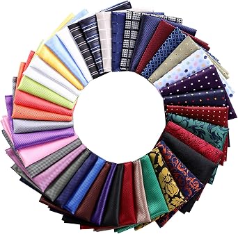 Jeatonge 40 Pack 8.5x8.5 inch Pocket Squares for Men Mens Handkerchief Mens Pocket Squares Set Assorted Colors with a Holder