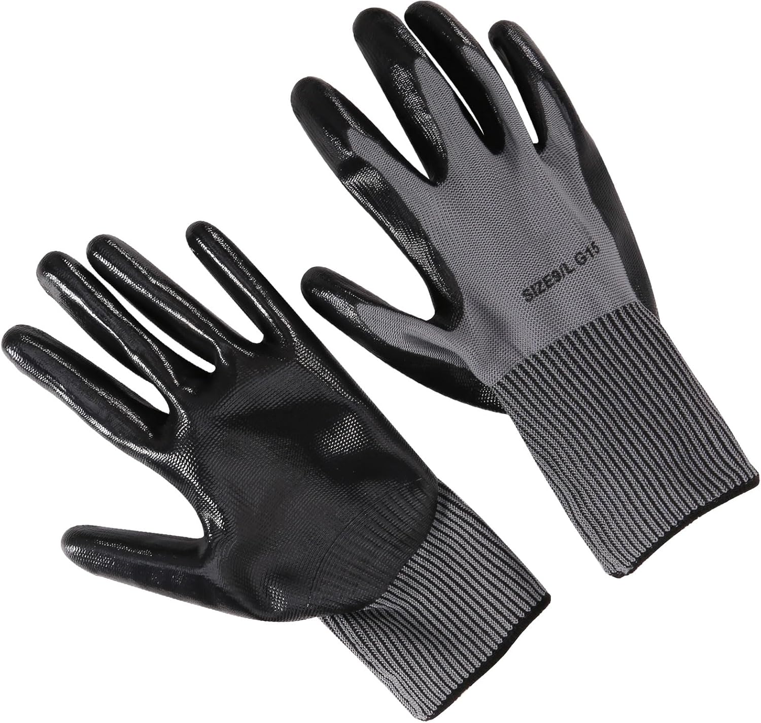 work gloves MicroFoam Nitrile Coated-12 Pairs Pack,Seamless Knit Nylon Glove with Black Micro-Foam Nitrile Grip,Ideal for General Work Gloves for Men & Women