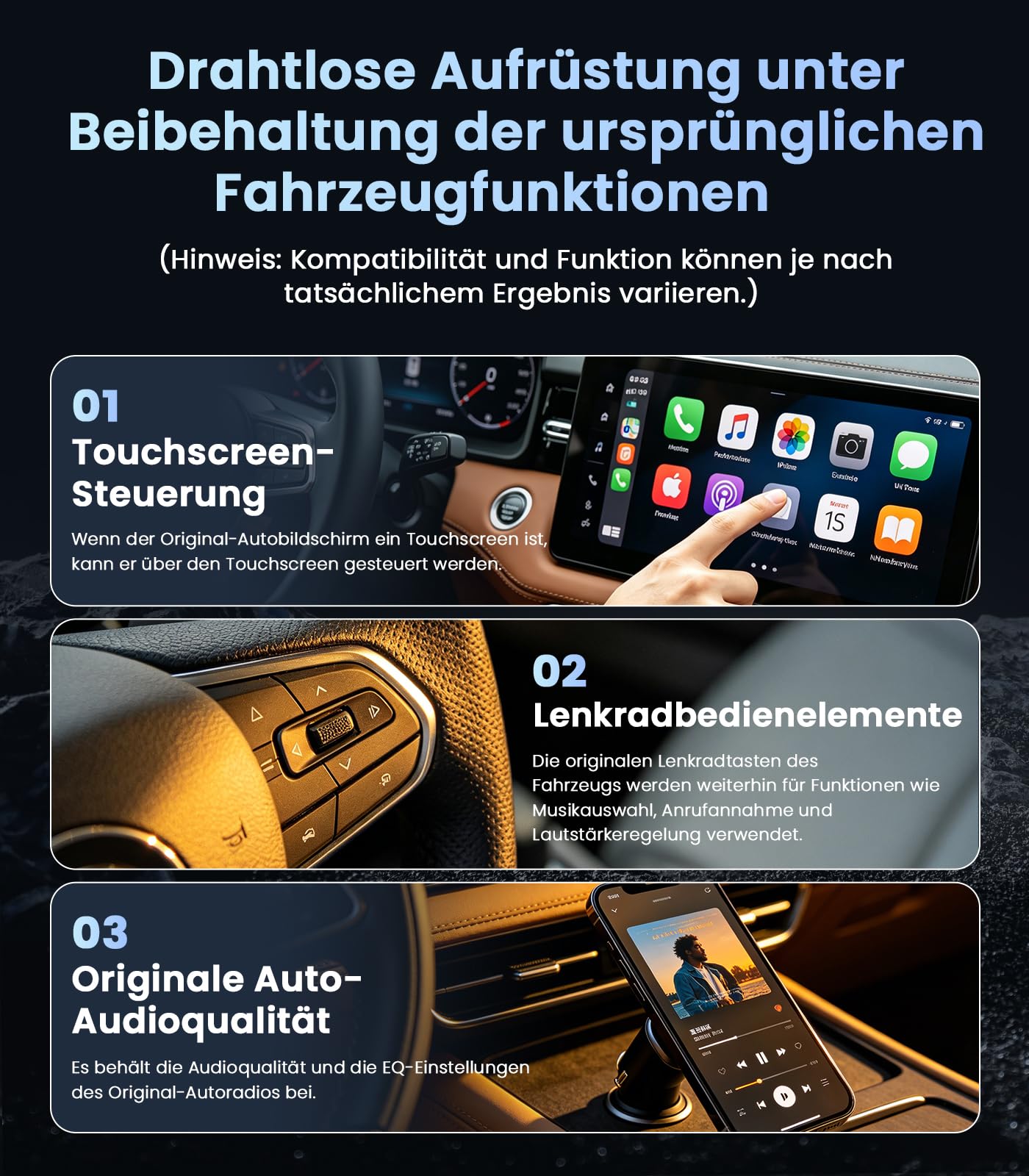 2026 CarPlay Wireless Adapter für Apple CarPlay & Android Auto, 2-in-1 Wired zu Wireless Car Play, Kompatibel iOS 10+ & Android 11+, USB-A/C, Plug & Play, Schnelle Verbindung, OTA-Updates, Schwarz