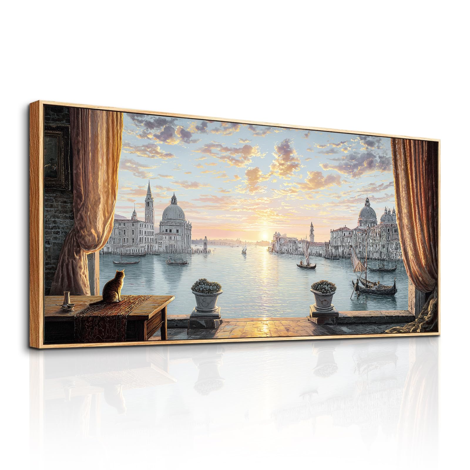 SERIMINO Modern Framed Canvas Wall Art Aesthetic Landscape Picture 20"x40"