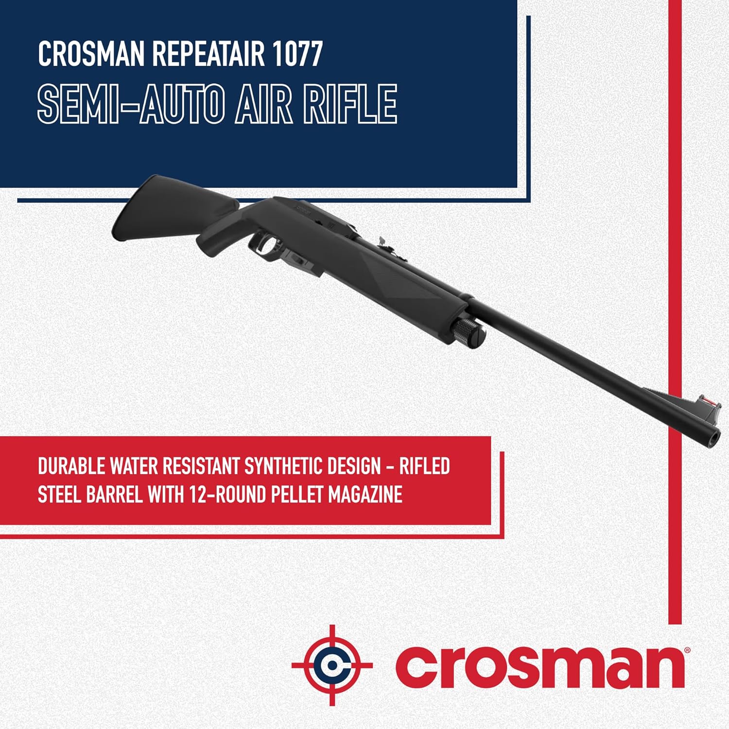 Crosman 1077 RepeatAir Semi-Automatic CO2-Powered .177-Caliber Pellet Air Gun Rifle