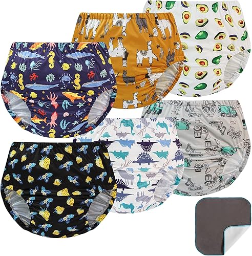 EZ Moms Paquete de 6 unidades de ropa interior de plástico suave para niños pequeños, funda de pañales reutilizable para bebé, fundas de ropa