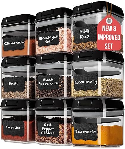 Miniatura 19 de Shazo 6 recipientes herméticos de almacenamiento de alimentos, recipientes de plástico transparente sin BPA para aperitivos y especias con tapas de