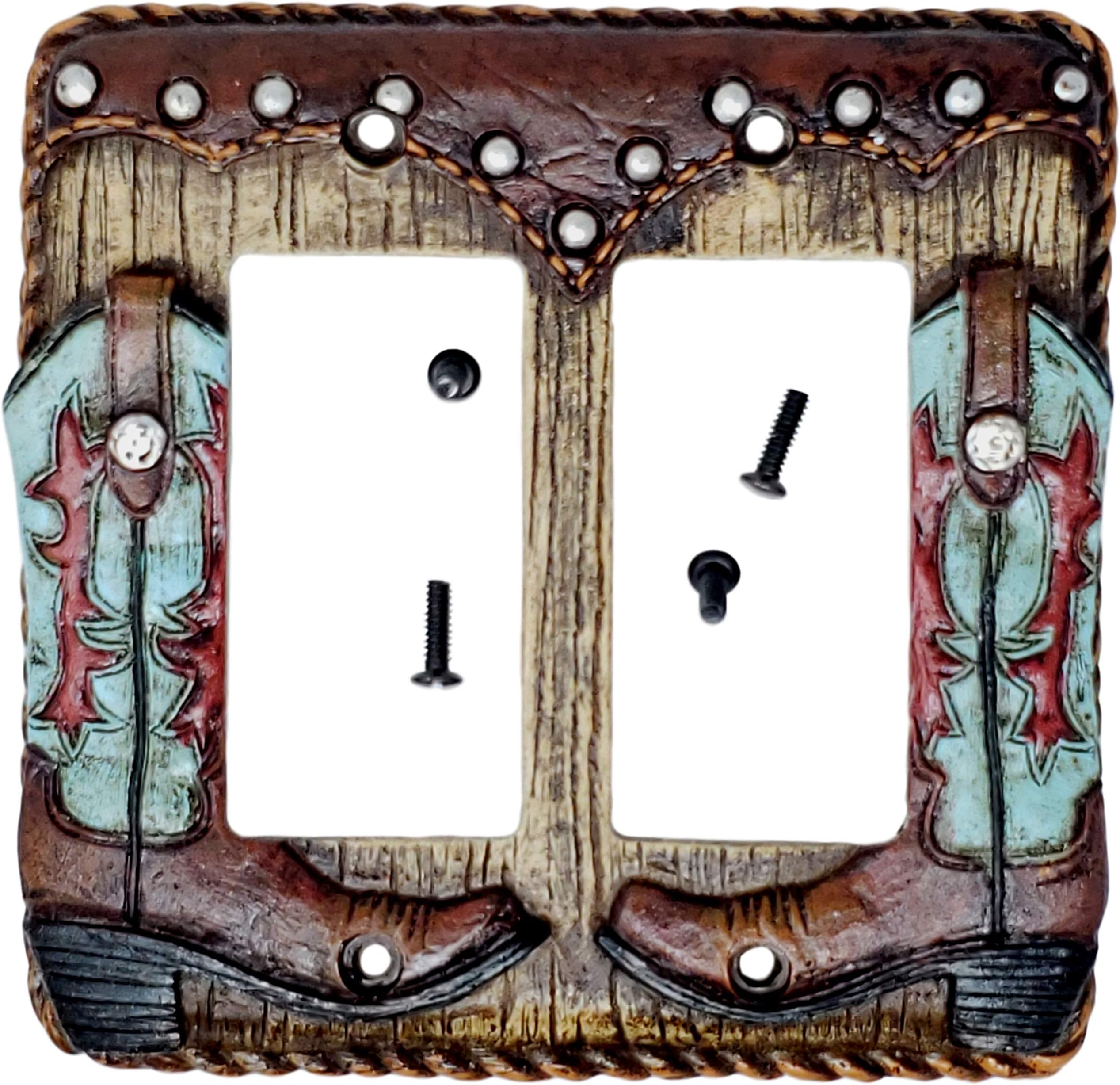 Rainbow Trading RA 4784 Western Turquoise Boot Decorative Double Rocker Plate Cover