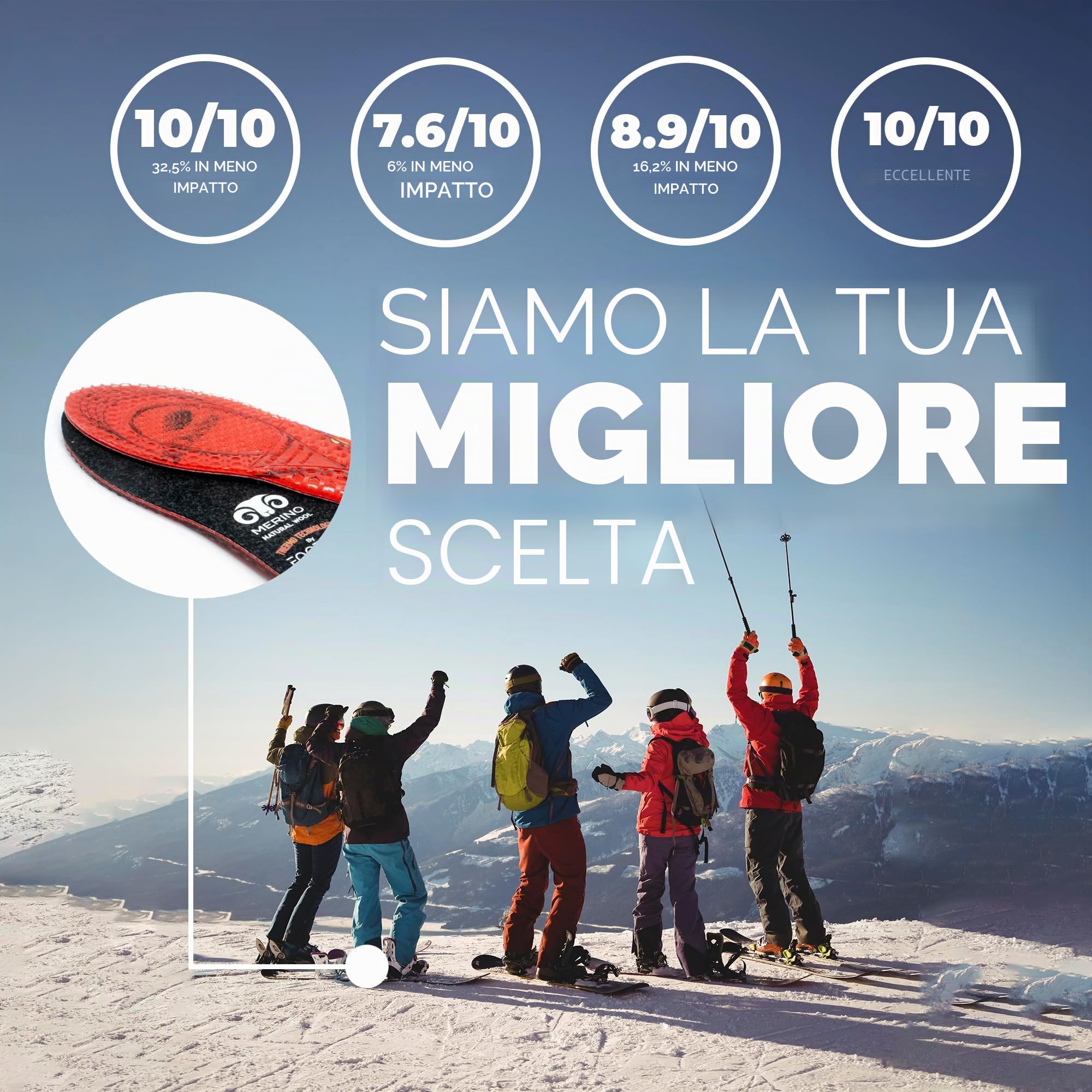 Solette Scarponi Sci | Solette Termiche Sportive in Gel Uomo/Donna Traspiranti e Confortevoli | Stabilizzanti, Aiutano a Prevenire Fastidi a Piedi, Ginocchia e Zona Lombare | Taglie 43-47