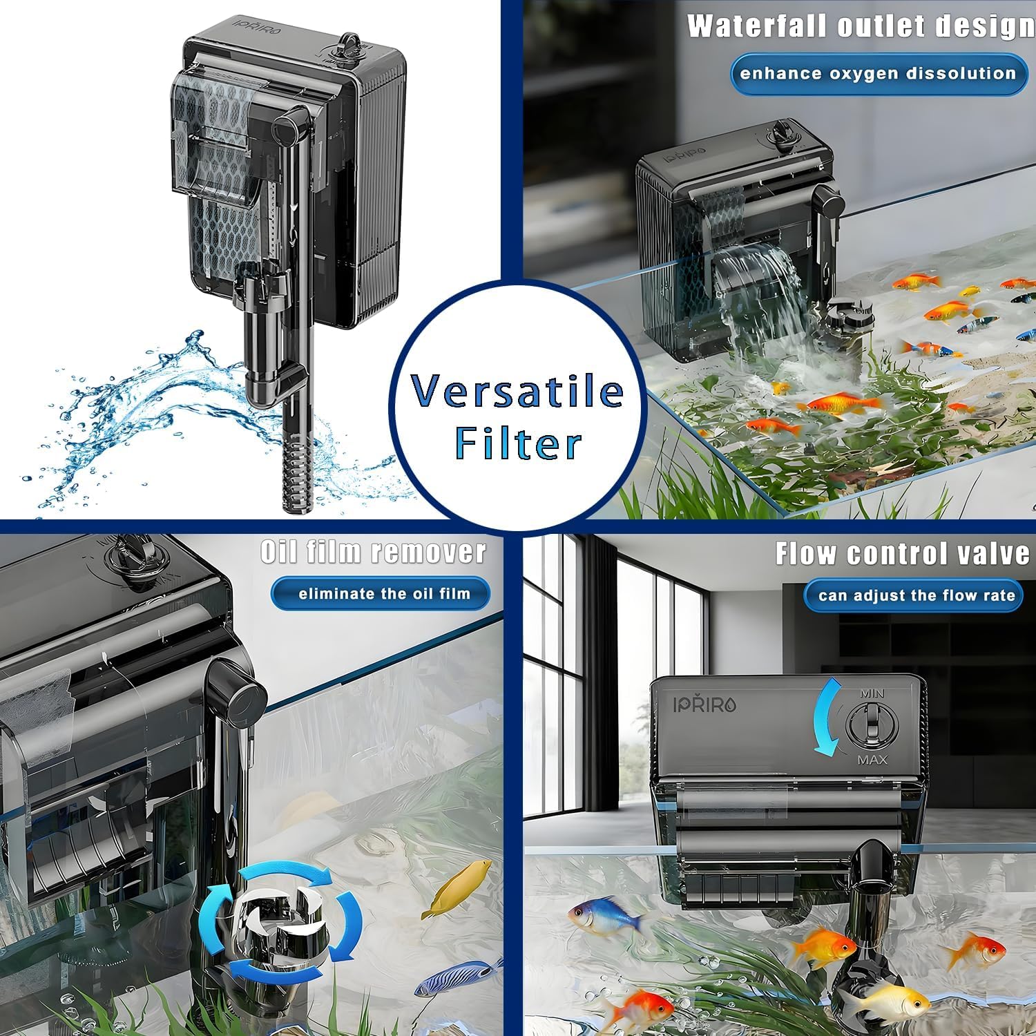 Acuario de Nano Cristal de 32 cm de Largo, con Placa separadora para Betta, pecera Cuadrada Multifuncional con Filtro, luz LED, Vidrio Blanco de 4 mm