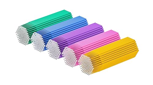 Microswabs - Juego de 500 extensiones de pestañas, color negro, microaplicador suave de 0.079 pulgadas con varitas de microfibra, adecuado para