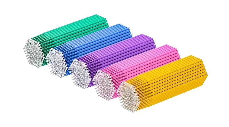 Microaplicadores para cílios HGLOZ com ponta de 2 mm, multicoloridos, pacote com 500 unidades
