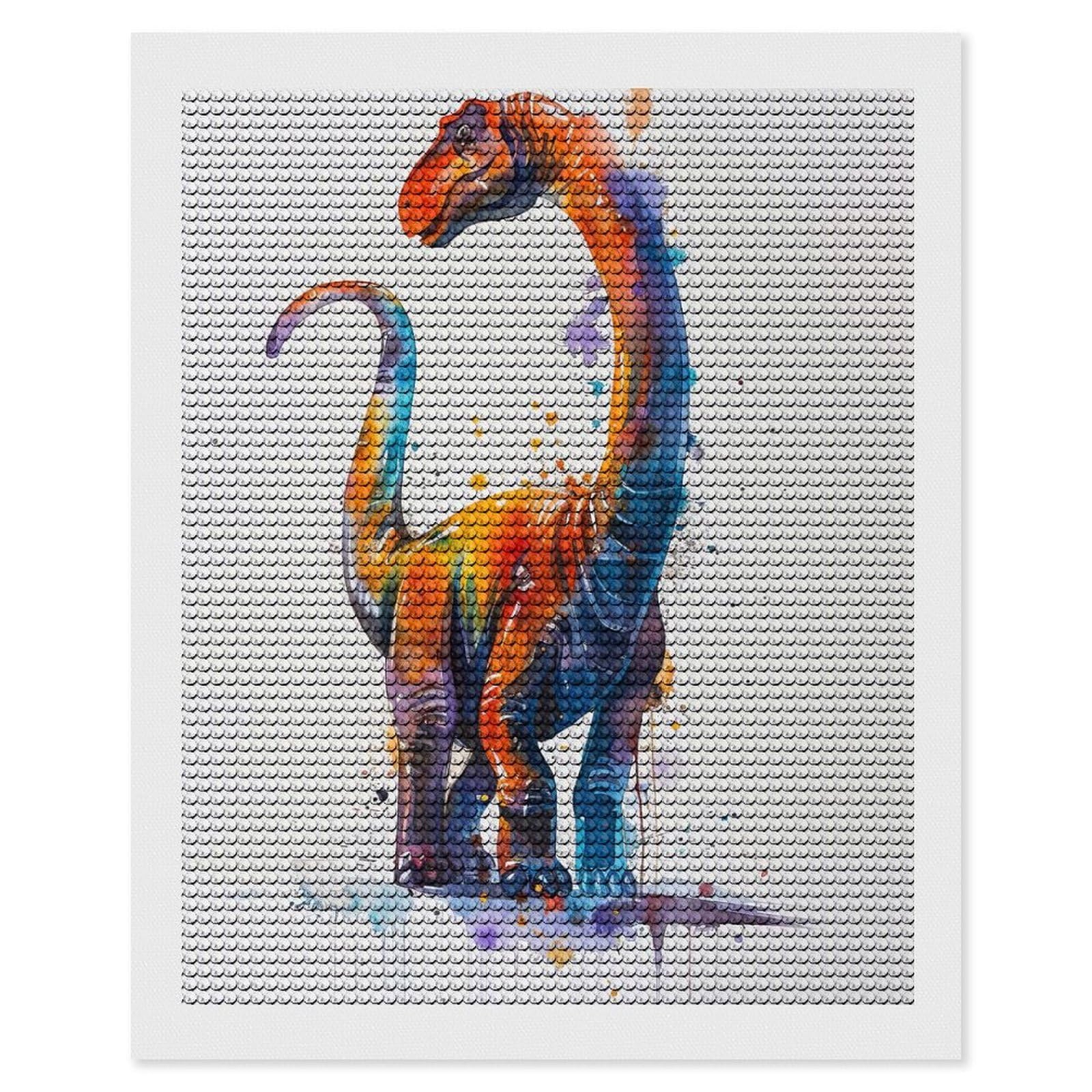 Junmoney Apatosaurus Watercolor Full Drill Diamond Painting Kit 16"x20", for Teens, Adhesive Canvas, Bedroom Decor, Holiday Gift Idea