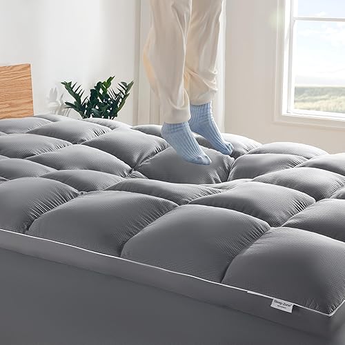 SLEEP ZONE Mattress Topper Queen Size, Extra Thick Fitted Mattress
