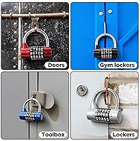 Vista 7 de Cerradura de combinación de 5 letras, 4 unidades, casillero de gimnasio de 5 dígitos, candado de combinación de candado de metal reiniciable sin