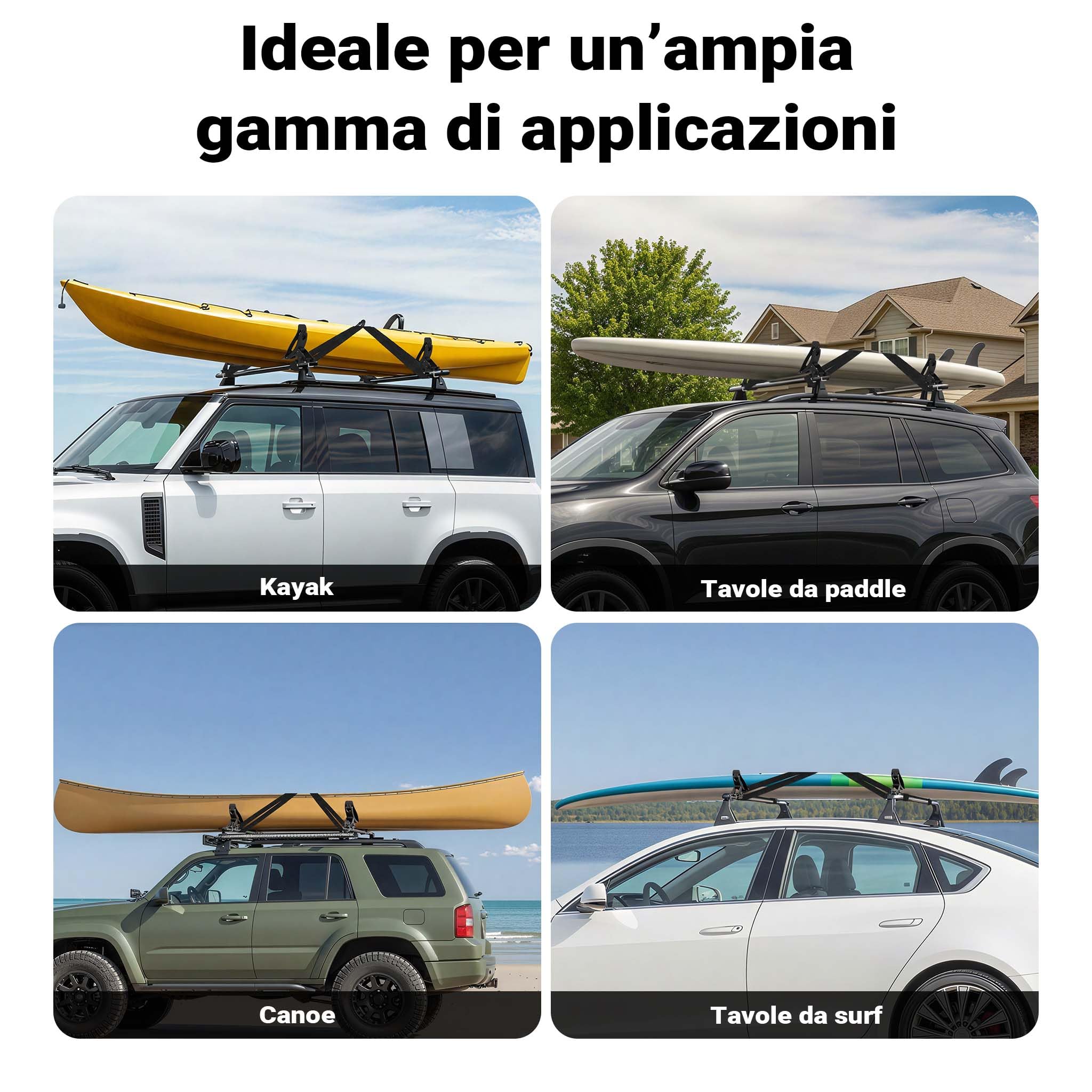 Wiltec Staffe Porta Kayak Canoa per Portapacchi Tetto Auto