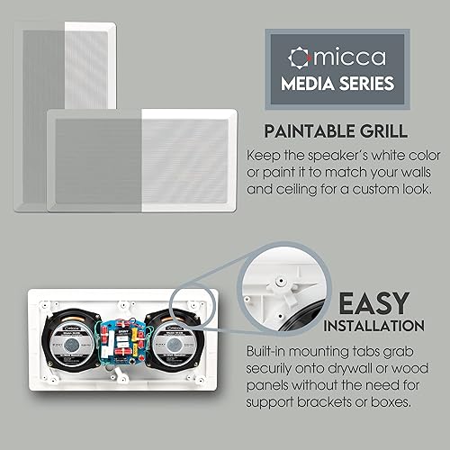 Miniatura 2 de Micca M-CS - Altavoz doble de canal central empotrado de 5.25 pulgadas de 2 vías para cine en casa, audio para toda la casa, diseño MTM LCR, woofers