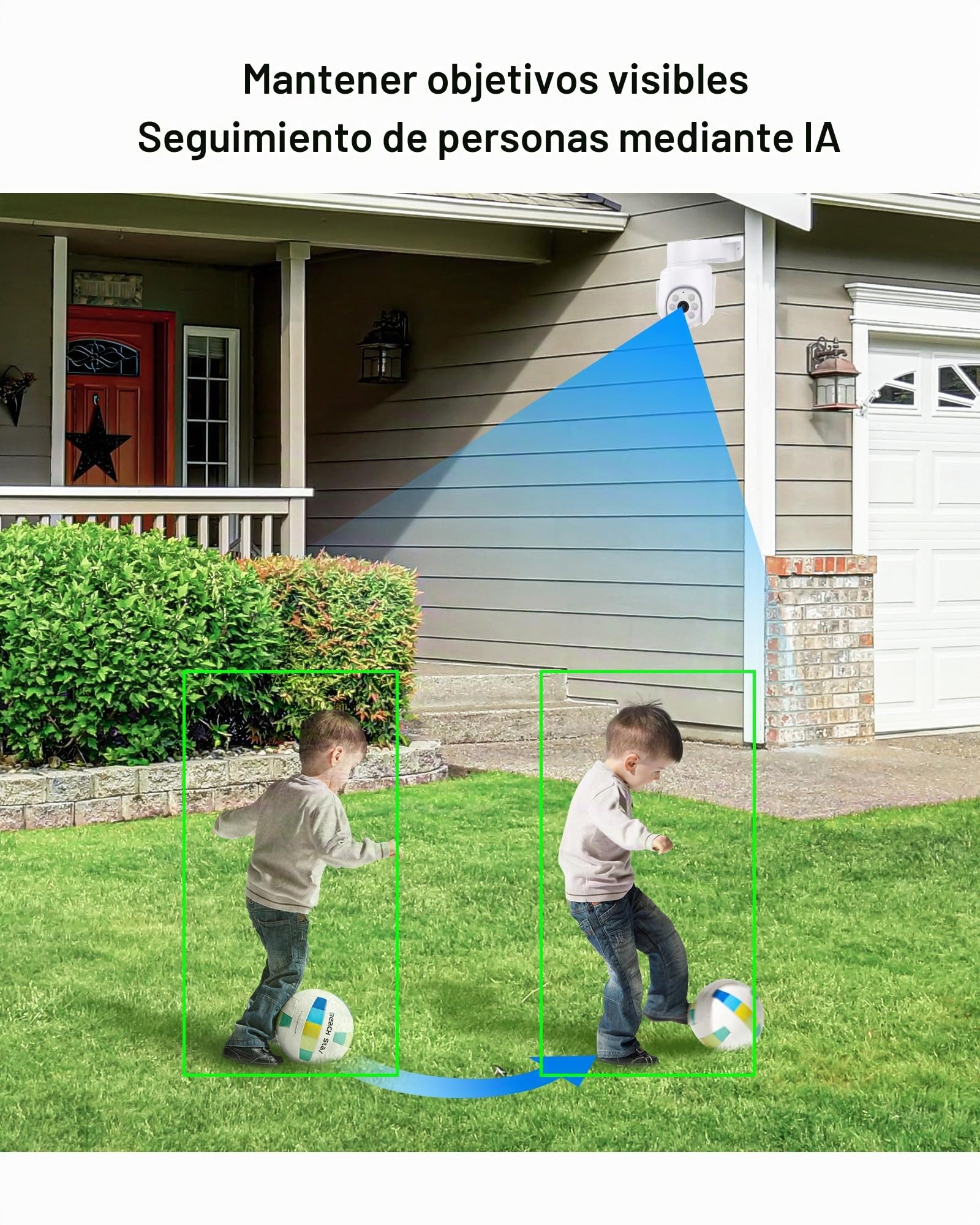 ZOSI 5MP Kit Cámaras de Vigilancia Exterior WiFi6, 8CH 3K Grabador NVR Inalámbrico con 64GB Tarjeta de Memoria y 2X Cámara Seguridad 360° Pan y Tilt, Detección y Seguimiento de Persona, Audio
