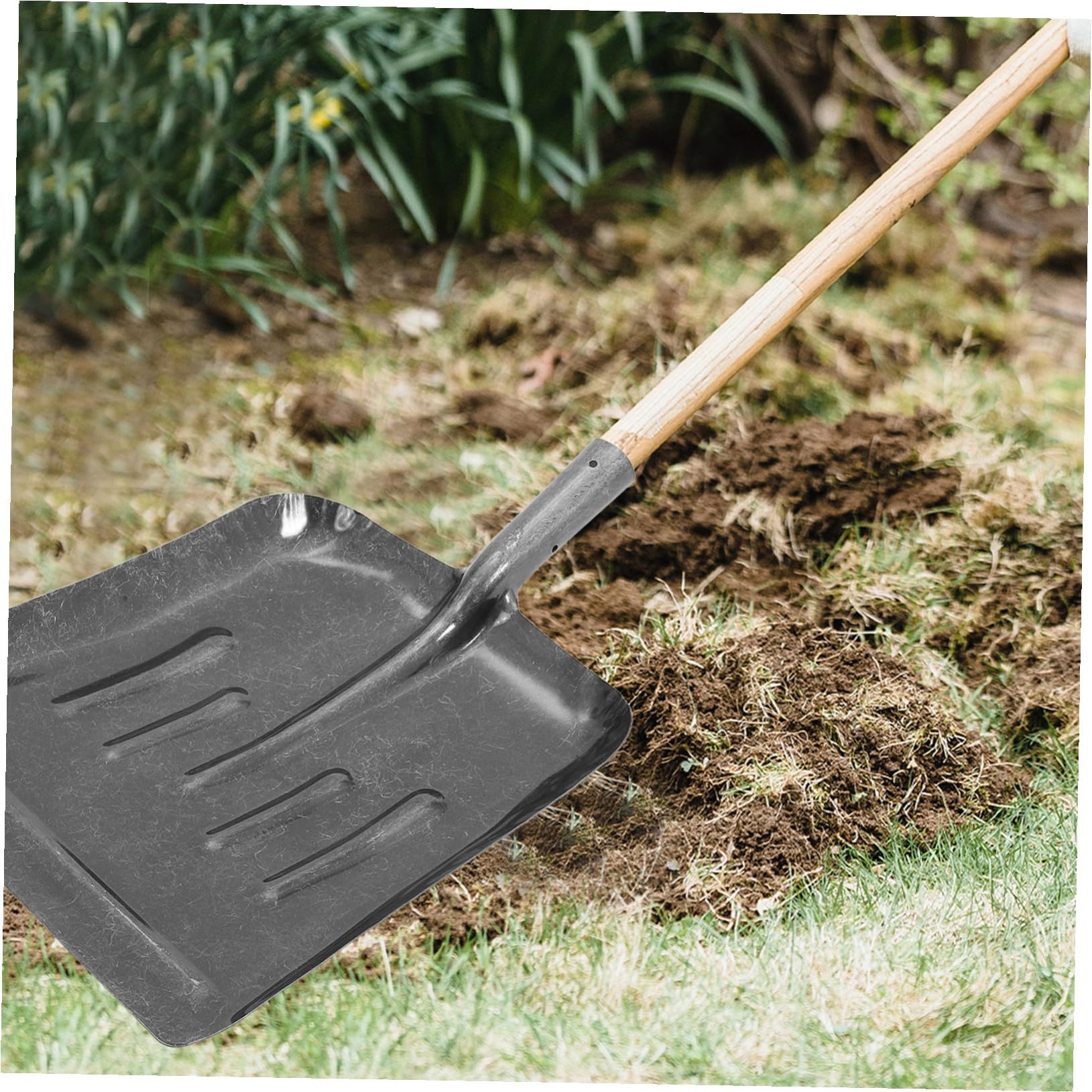 ibasenice Gartenschaufel aus Manganstahl mit Anti-rutsch-oberfläche Fein Poliert für Umpflanzen Reinigung und Mistentfernung Silberfarben
