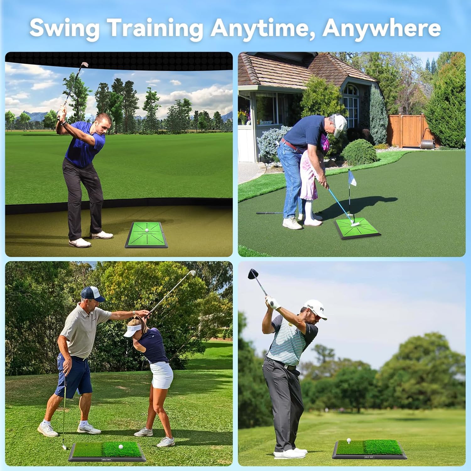 Golf Mat, Practice Outdoor Indoor for Training Chipping Show Swing Path, Hitting Turf Mat with Rubber Backing,Golf Accessories,Gifts for Men/Dad/Husband - Image 6