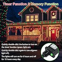 Vista 5 de Guirnalda de luces extralargas para interiores y exteriores, 200 luces LED mejoradas de Navidad, impermeables, 8 modos de enchufe, alambre