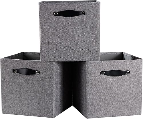 FABINADO Cubos de almacenamiento gruesos, cubo de almacenamiento plegable de 13 pulgadas con asas dobles para estante de almacenamiento cúbico,