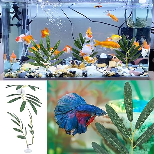 Fish Leaf Pad Suction Cup Tank Accessories Aquarium Décor Simulating Adjustable Plastic Green Plants Betta Natural Playing Spawning Breeding Resting Bed Multi Leaf Design