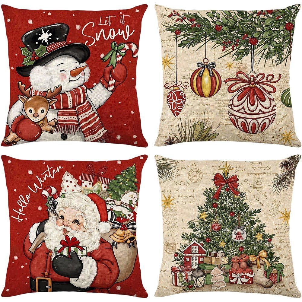Housses de coussin vintage de Noël pour décorer votre canapé de salon en hiver