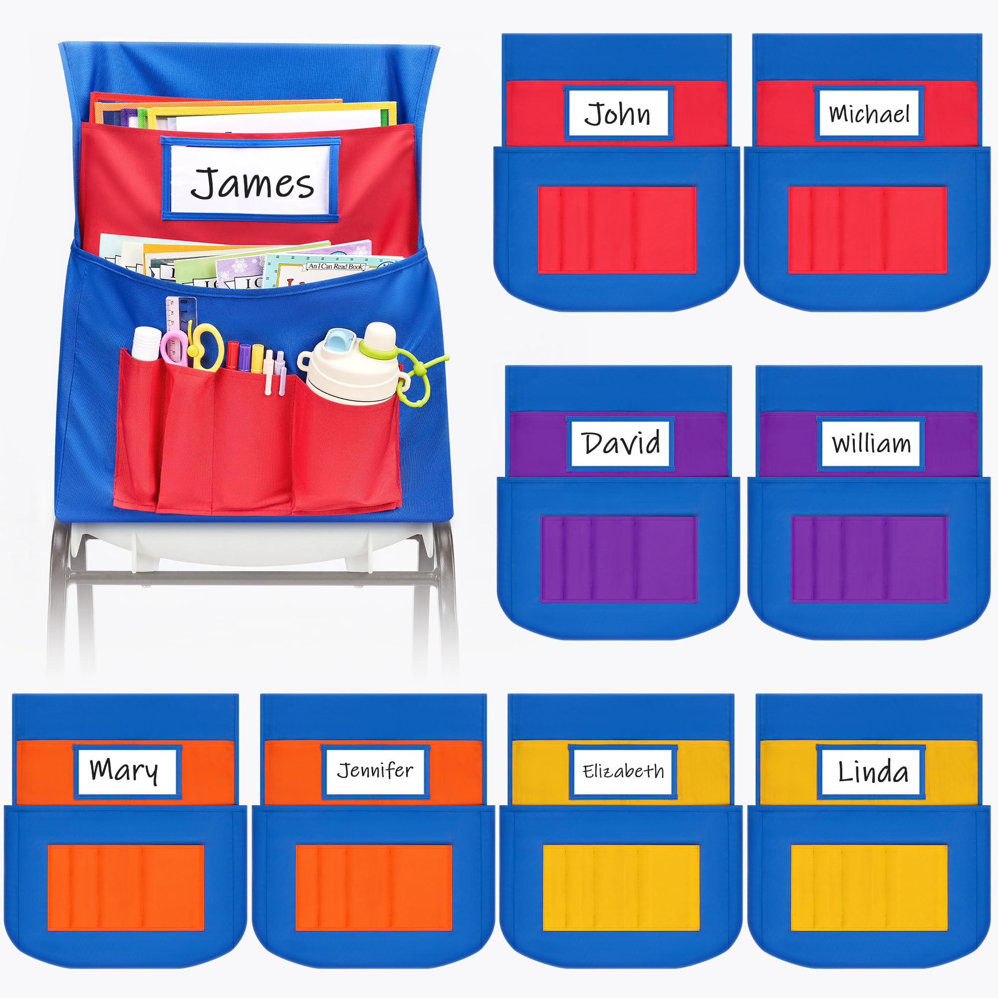 Poche de chaise d'étudiant JoyCat : 8 organiseurs de classe durables avec porte-nom
