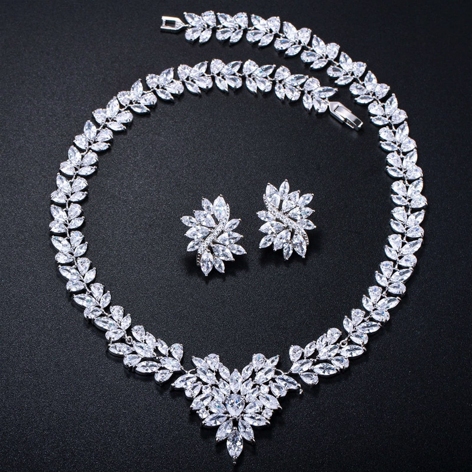 Schmuck Brautschmuck Weißgold Farbe Afrikanische Hochzeit Zirkonia Perlen Schmucksets für Bräute