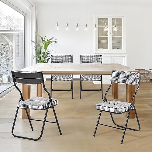 Miniatura 2 de HOMEFUN Juego de 4 sillas plegables acolchadas, sillas de comedor plegables con cojín, asiento adicional portátil y ensamblado para invitados, Negro