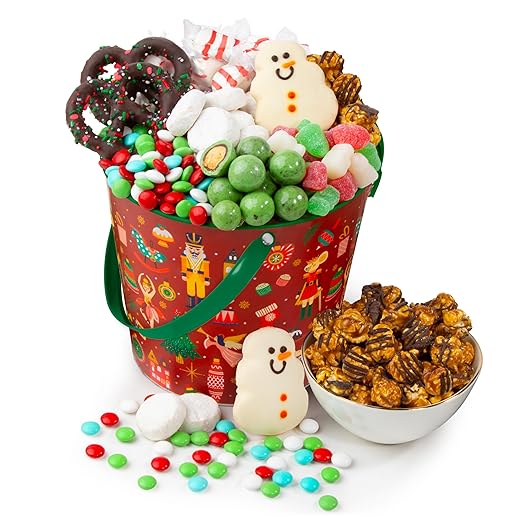 A Gift Inside Christmas Chocolate and Sweets Pail in Nutcracker Theme Pail