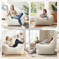 Vista 6 de Puf, sofá puff de piel sintética, con reposabrazos y respaldo resistente, adecuado para apartamentos, salas de estar, dormitorios, juegos, lectura