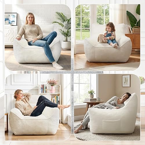 Vista 6 de Puf, sofá puff de piel sintética, con reposabrazos y respaldo resistente, adecuado para apartamentos, salas de estar, dormitorios, juegos, lectura