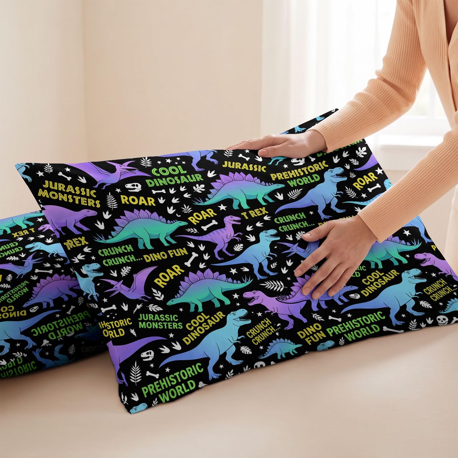 Housse de Couette 200 x 200 cm Dinosaure Dessin Animé