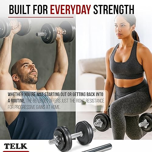 Miniatura 6 de TELK Mancuernas ajustables, disponibles para 45, 65, 105 y 200 libras