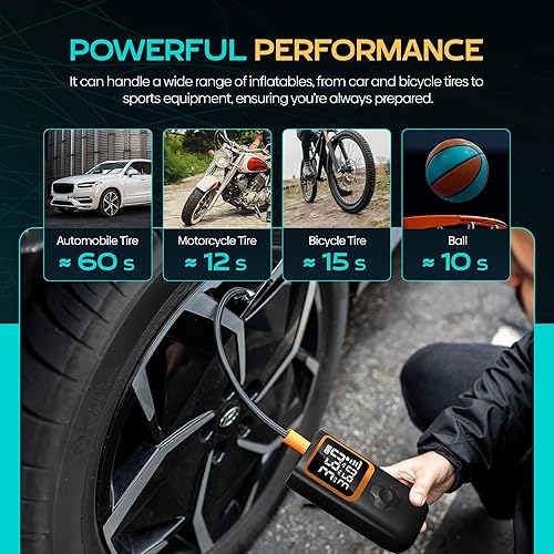 Miniatura 2 de Inflador de neumáticos con compresor de aire portátil, medidor de presión, cargador portátil, bolaneumáticosmotocicletasbicicletasautomóviles,