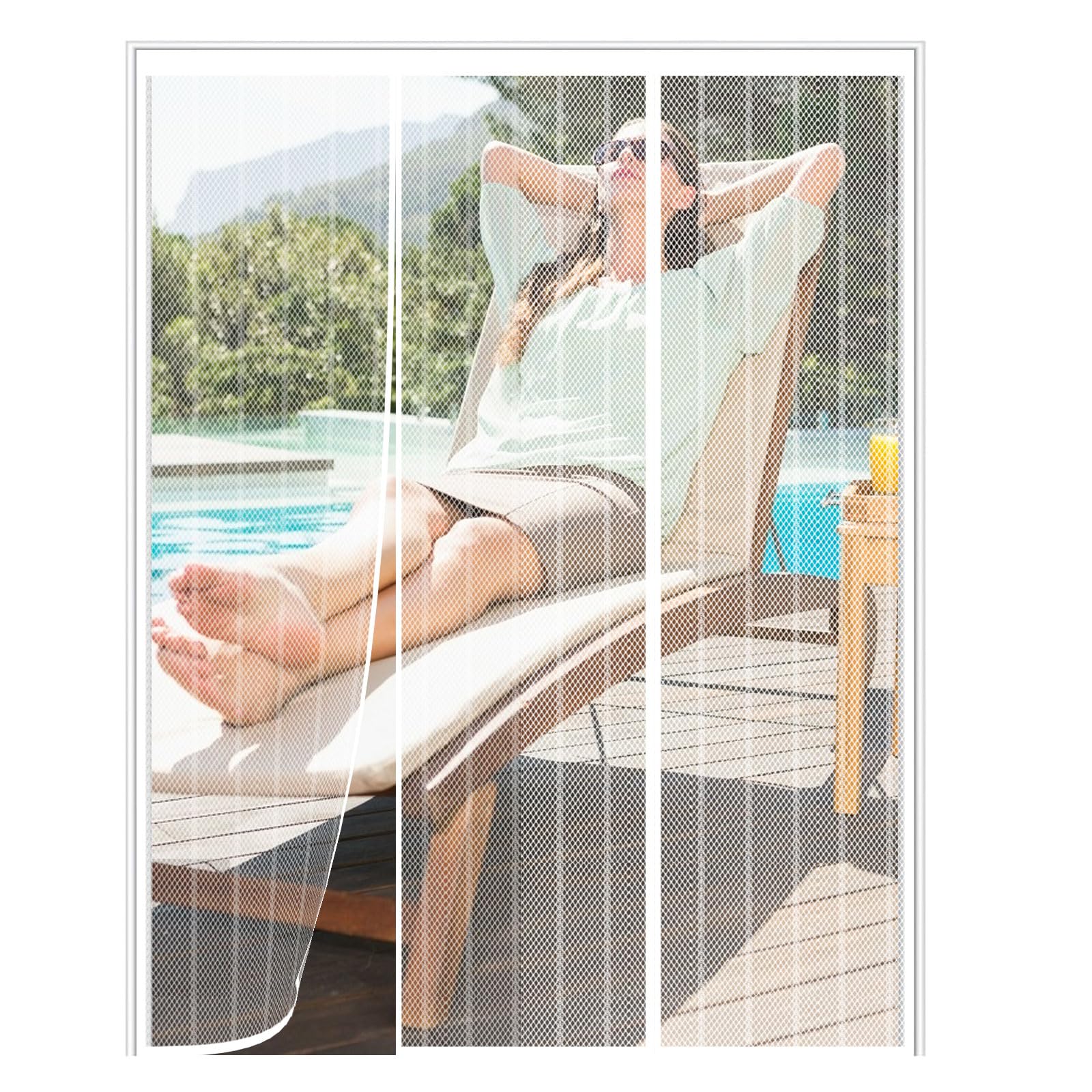 Custom Size Magnetic Fly Screen Door – Side-Opening Magnetic Curtain for Double Doors – Auto-Shut, Anti-Mosquito Mesh Net for Patio, Sliding & French Doors – Easy No-Drill Install
