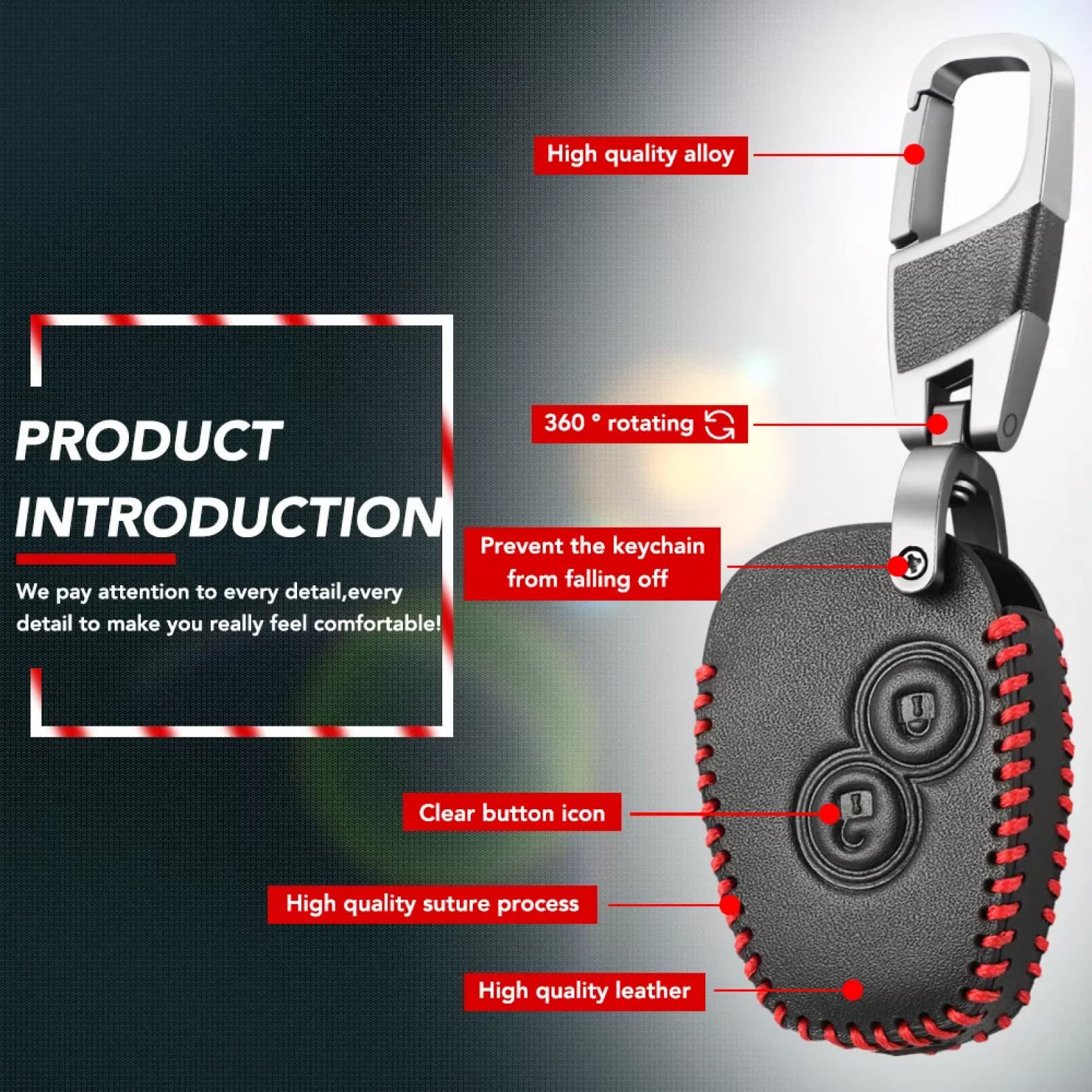 Qiilu Custodia Portachiavi Auto A 3 Pulsanti - Compatibile Con Renault Logan, Sandero, Clio, Fluence, Master