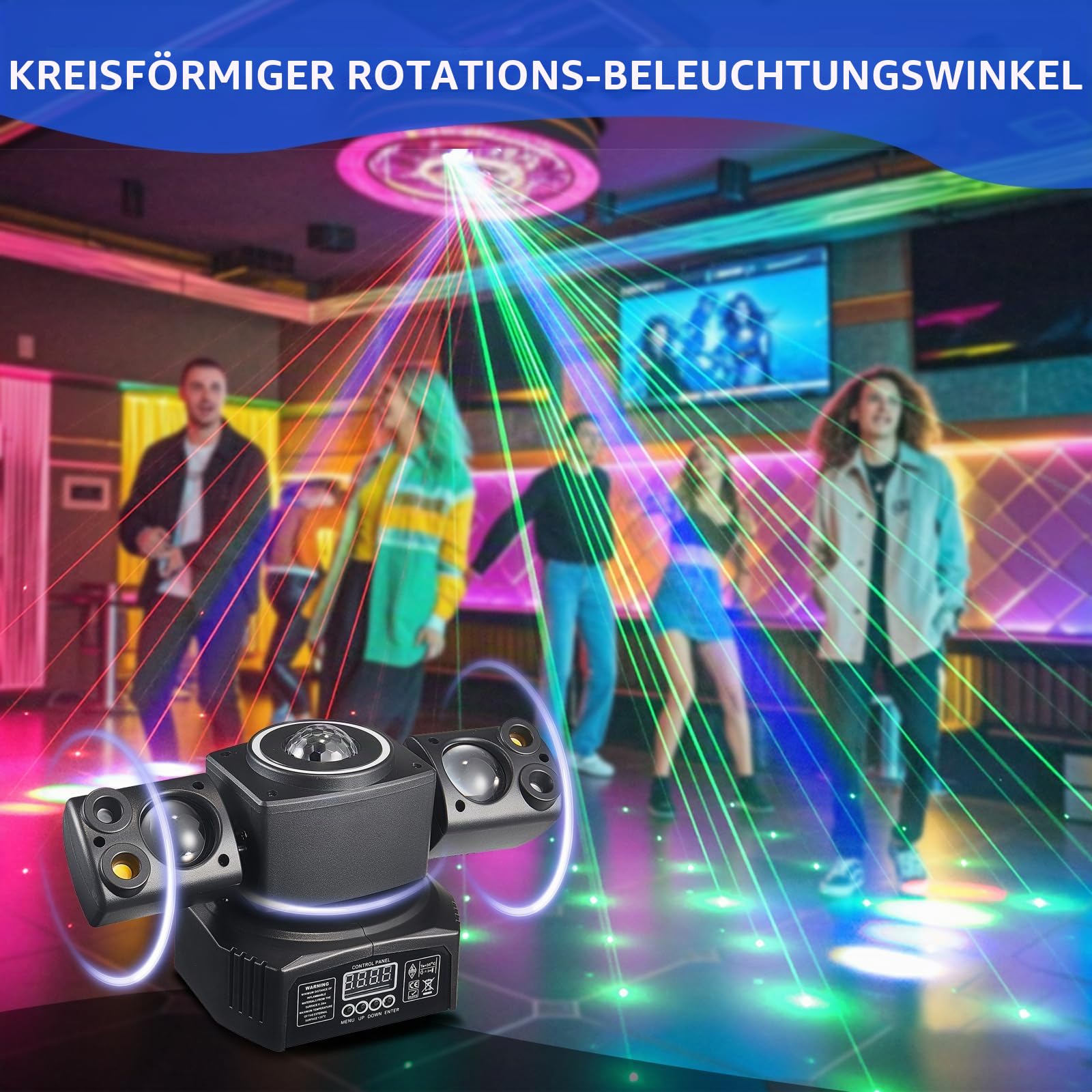 Moving Head Discolicht Partylicht, DMX 512 Effektstrahler,TJGB03 LED RGB Licht DJ Projektor Musikgesteuert DJ Disco Lichter, Für KTV Bar Familientreffen Hochzeit Geburtstag Halloween