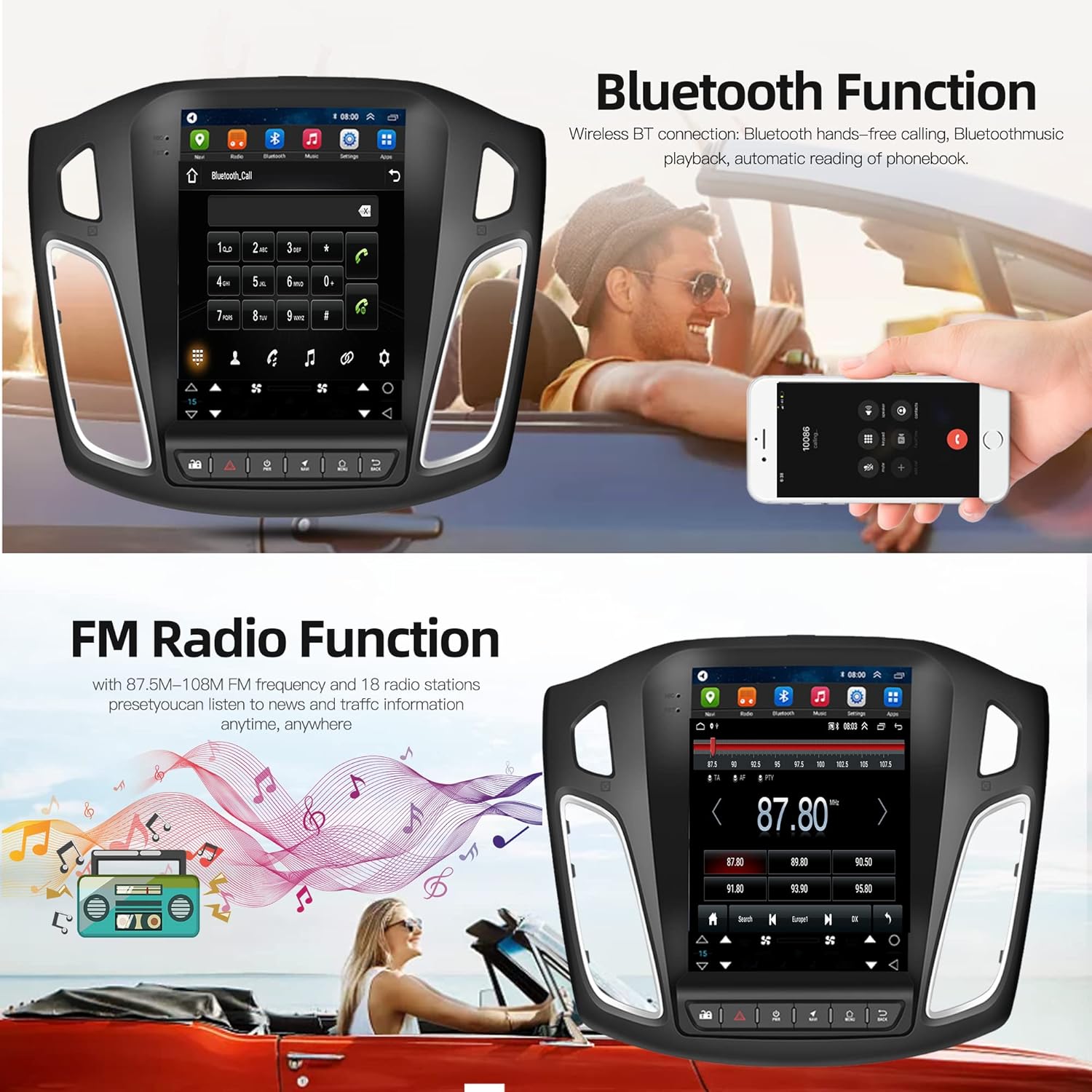 464g ford focus 2012 2018 android car stereo apple carplay rimoody 9 7%e2%80%99%e2%80%99 touch screen car radio bluetooth ai voice gps wifi fm mi