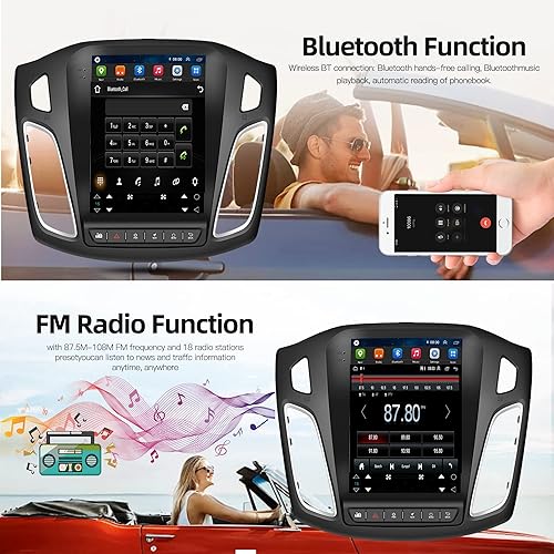 Miniatura 4 de 8 núcleos 4G+64G para Ford Focus 2012-2018 Android 13 estéreo inalámbrico Carplay Android auto, Rimoody 9.7 pulgadas pantalla táctil radio coche