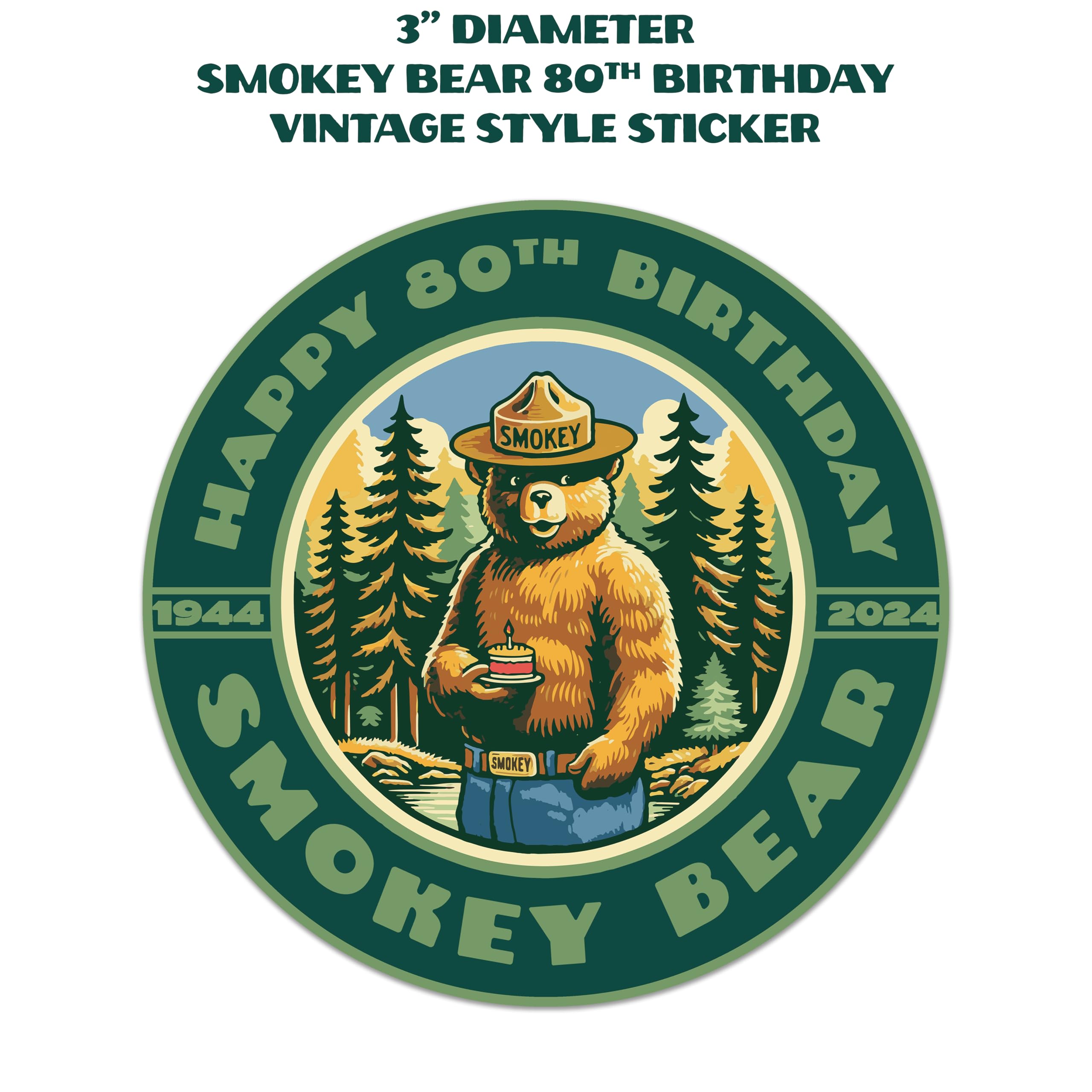 Vintage YR Smokey Bear Bucket Hat Roll Up Graphic Retro Outdoor USA Smokey Bear & Cubs Graphic Hat- Graphic Hat| Angry Minnow  main image 2