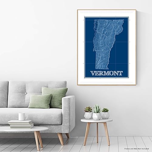 Miniatura 4 de Vermont Map Print, Blueprint Wall Art Poster, VT Decor, US State Maps