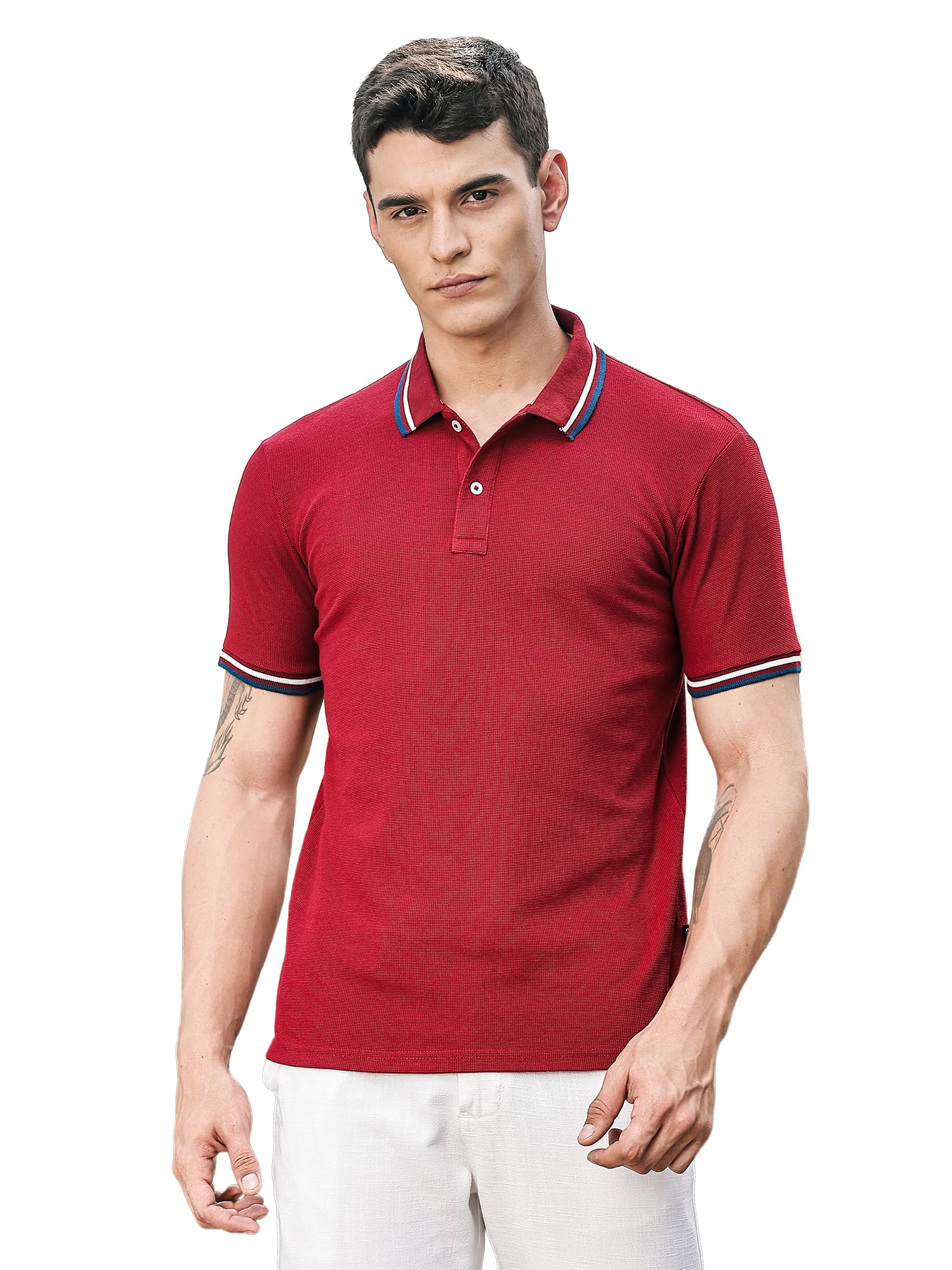 thomas scott Men's | Solid | Knitted | Polyster Blend | Knitted | Polo | Ribbed Sleeve | Short Sleeve | Tshirt for Men-picture-21