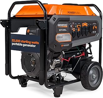 Generac 22,500 Starting Watt Portable Gas Generator - Electric Start - Home Backup or RV Ready - Heavy Duty Frame - Quiet, Long Runtime, Emergency Power - 49-State Compliant