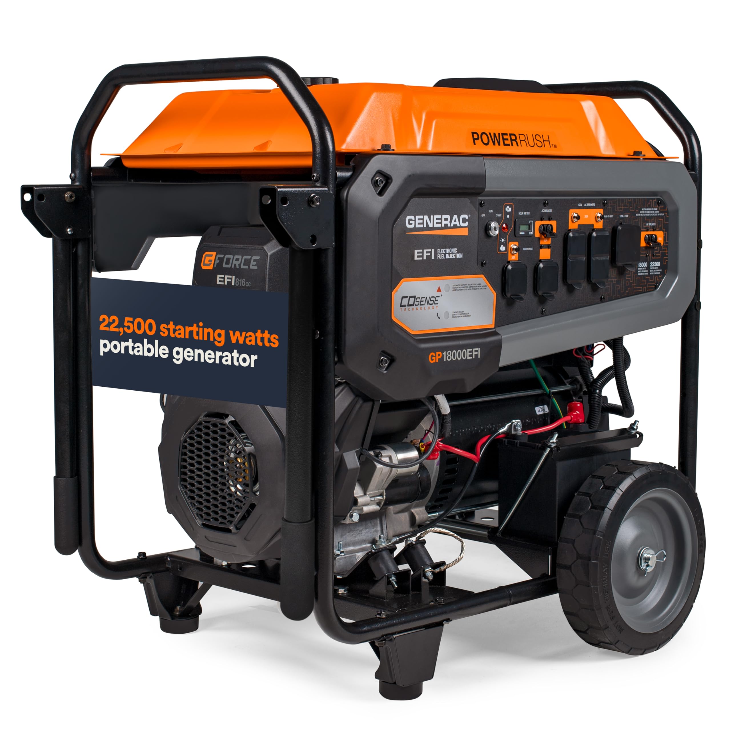 Generac 22,500 Starting Watt Portable Gas Generator - Electric Start - Home Backup or RV Ready - Heavy Duty Frame - Quiet, Long Runtime, Emergency Power - 49-State Compliant