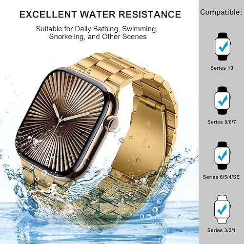 Miniatura 6 de HITZEE Compatible con Apple Watch Band de 4645441.654 in, correa de metal de acero inoxidable para hombres y mujeres, compatible con iWatch SE3-1